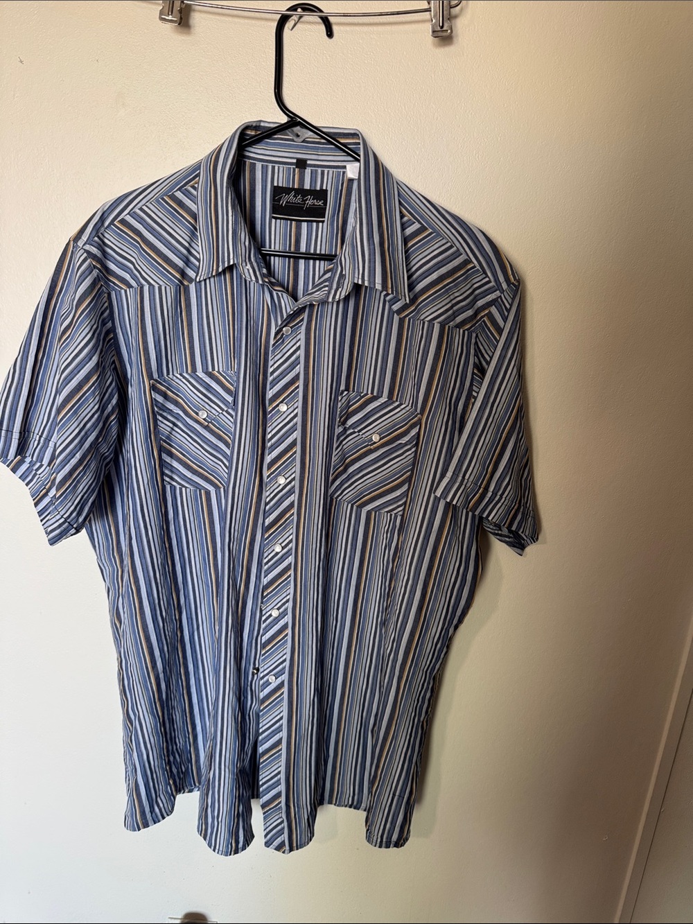 Mighty Hems Blue Striped Short-Sleeve Button-Down Shirt